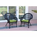 Jeco W00211-C-2-FS029 Santa Maria Black Wicker Chair with Green Cushion, 2PK W00211-C_2-FS029